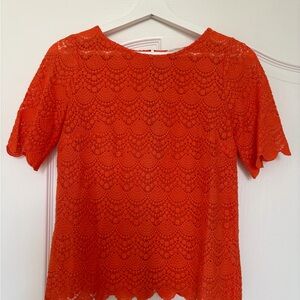 Club Monaco Vibrant Orange Lace Blouse